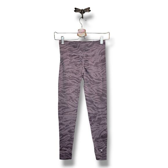 Gymshark Adapt Animal Seamless Gym Activewear Leggings Purple Zebra XS - Picture 3 of 13